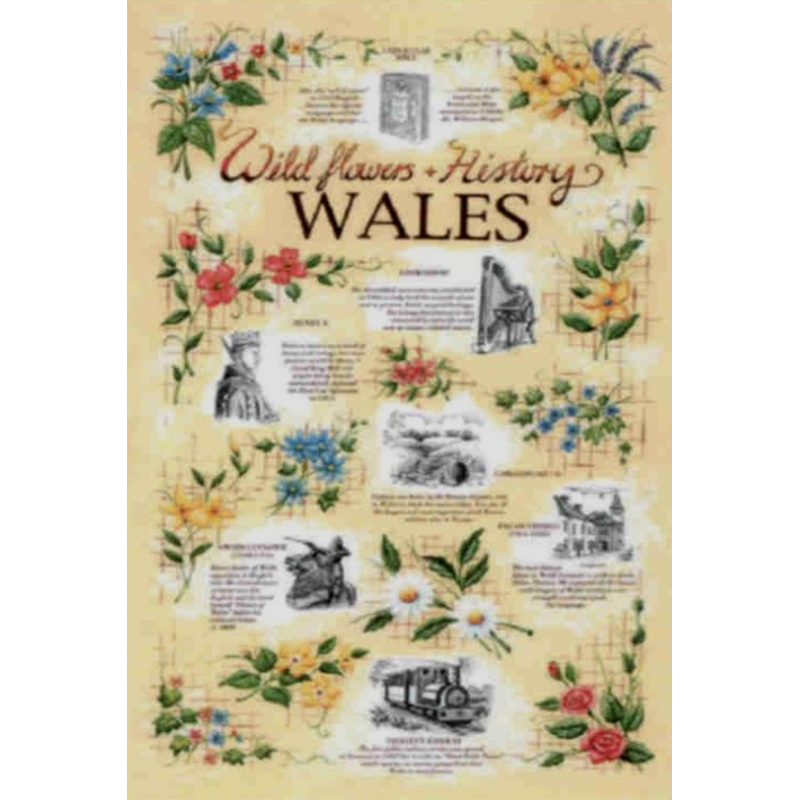 Flowers and History of Wales Tea Towel