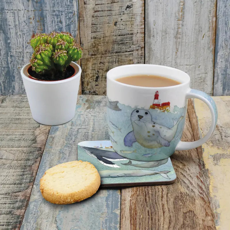 Swimming seals bone china mug (boxed)