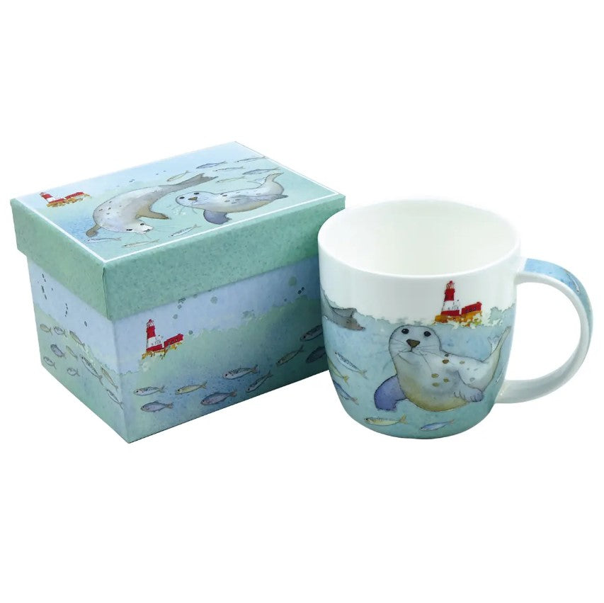 Swimming seals bone china mug (boxed)