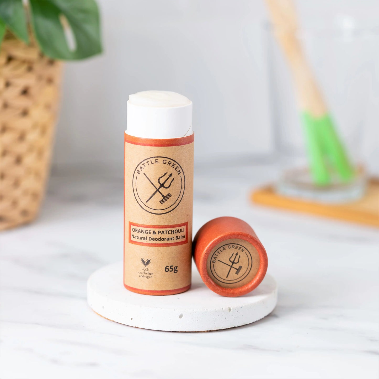 Battle Green natural deodorant balm stick