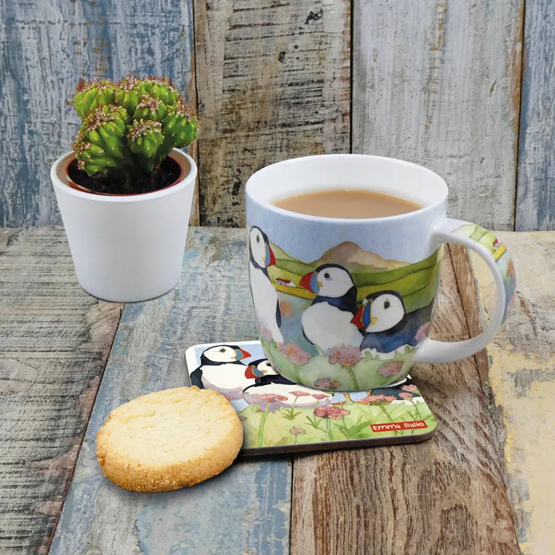 Sea Thrift Puffins bone china mug (boxed)