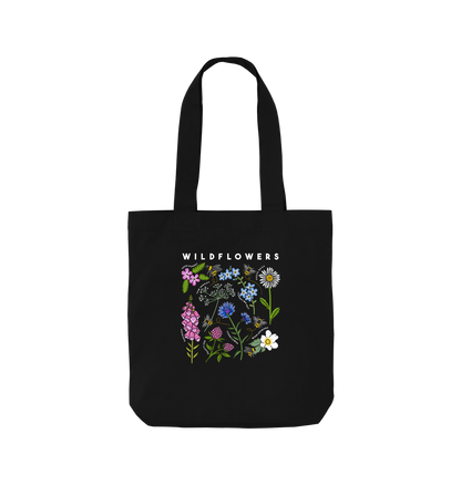 Sustainable wildflower black tote bag from Teemill