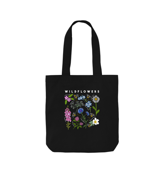 Sustainable wildflower black tote bag from Teemill