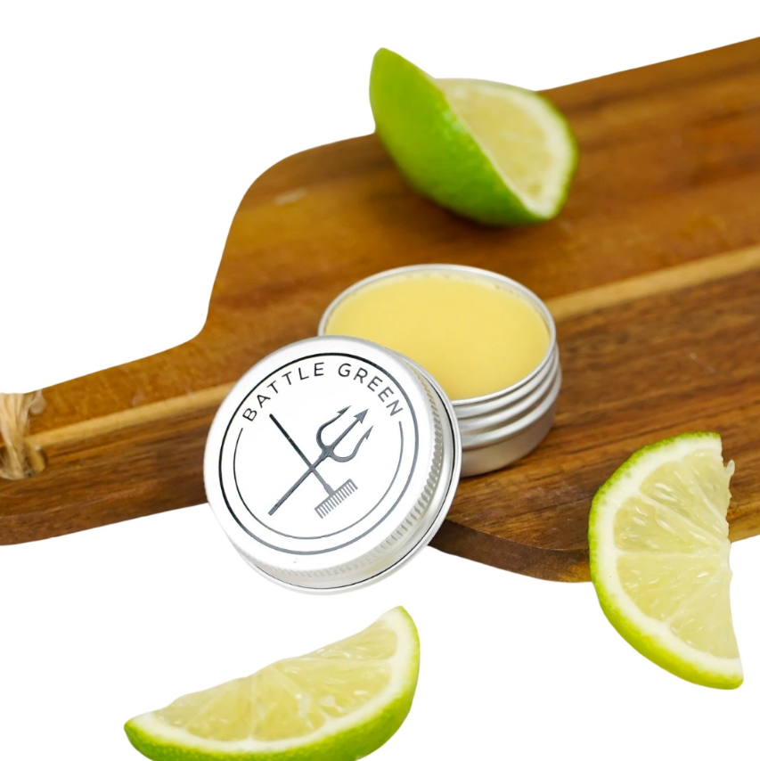 Battle Green vegan lip balm tins - 15g