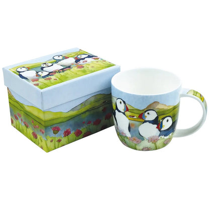 Sea Thrift Puffins bone china mug (boxed)