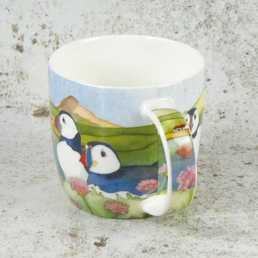 Sea Thrift Puffins bone china mug (boxed)