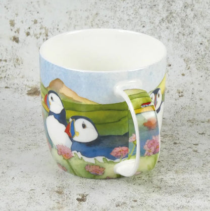 Sea Thrift Puffins bone china mug (boxed)