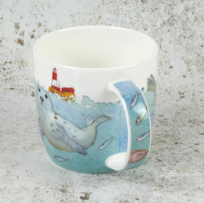 Swimming seals bone china mug (boxed)