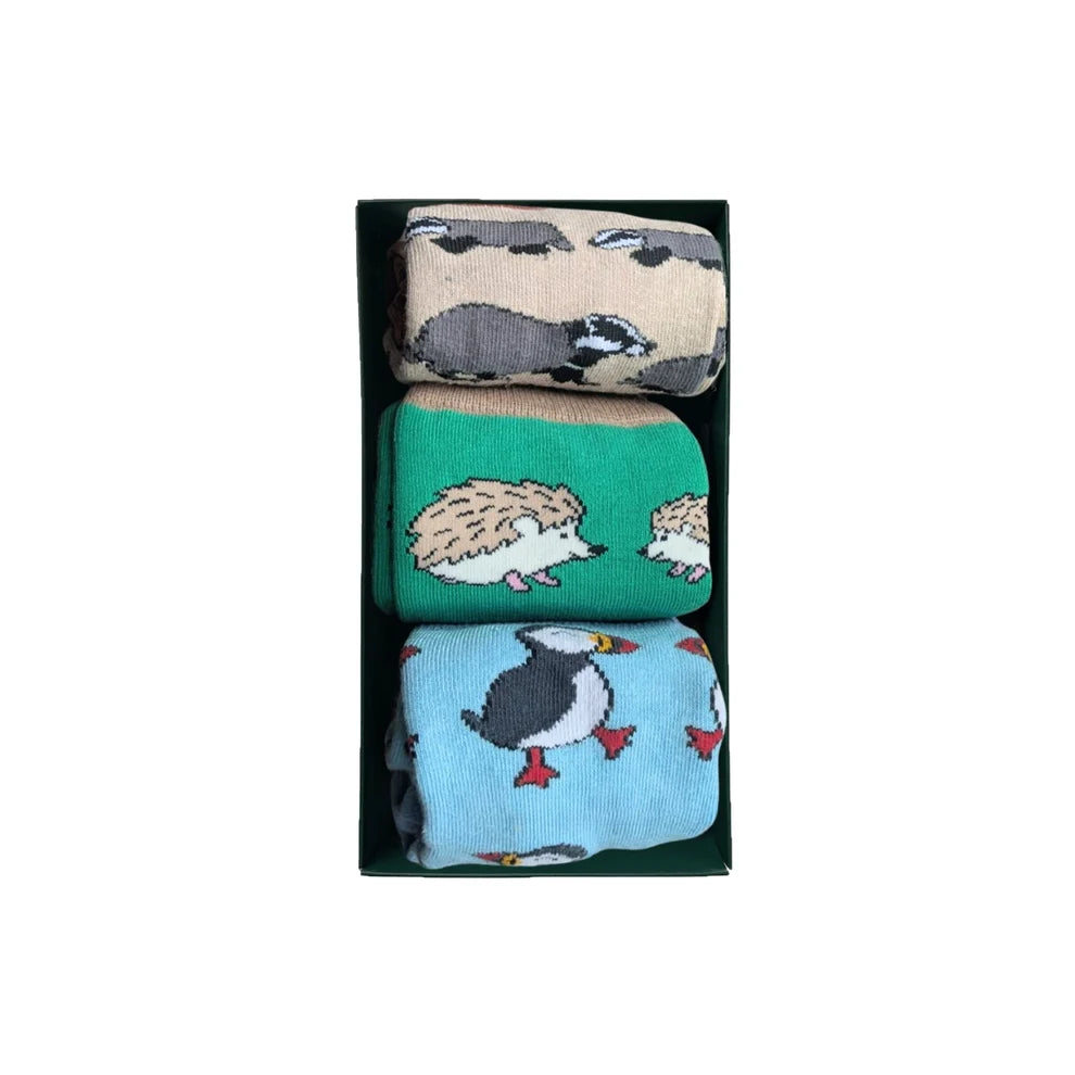 Bare Kind UK Wildlife Bamboo Socks Gift Box of 3