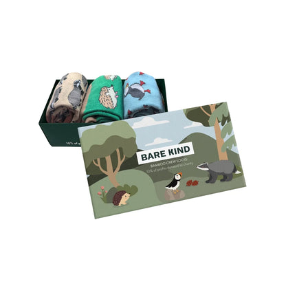 Bare Kind UK Wildlife Bamboo Socks Gift Box of 3