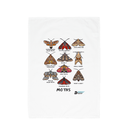 White Moths Tea Towel