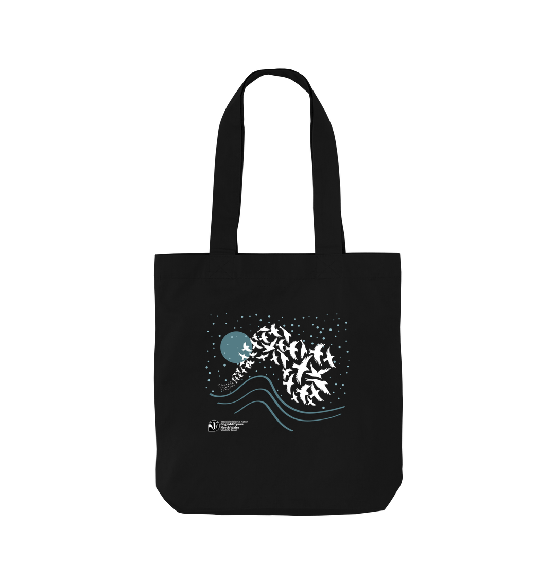 Black Winter murmuration tote bag